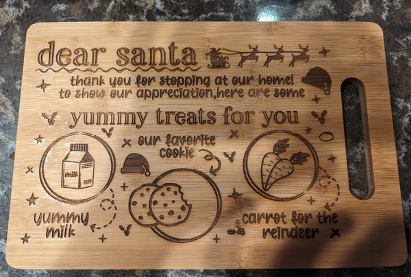 Dear Santa Cookie Tray Bamboo Charcuterie Board
