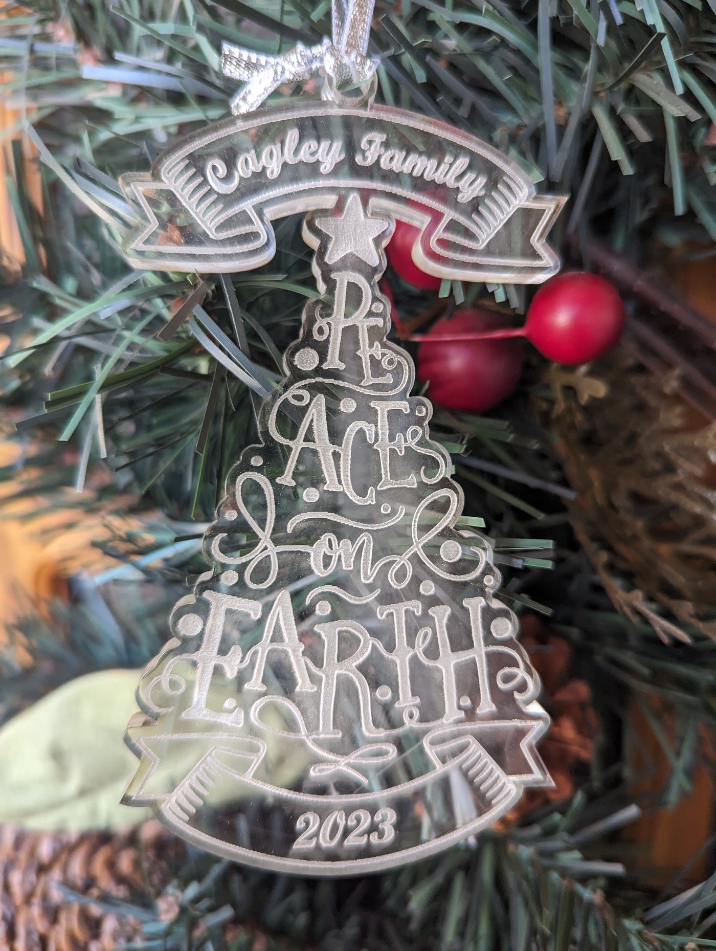 Custom Christmas Tree Ornament - Peace on Earth