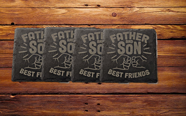 Father and Son Best Friends Slate Coasters