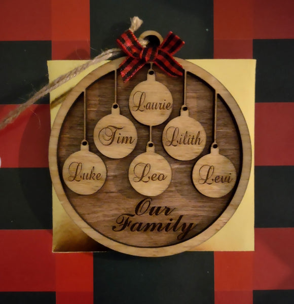 Family Ornaments with Personalized Names | Cagley Creations