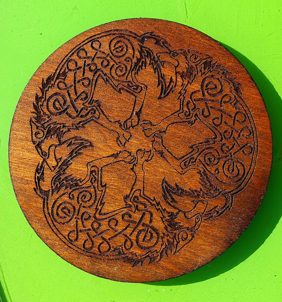 Celtic Wolf Coaster | Nordic Table Coaster