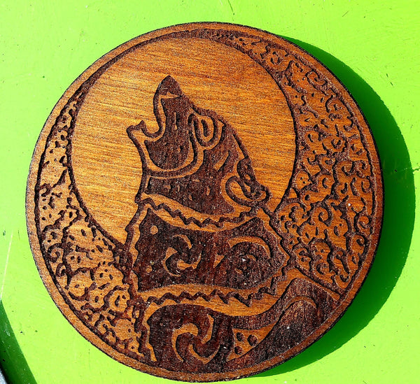Howling Wolf Coaster | Tribal Wolf Table Coaster