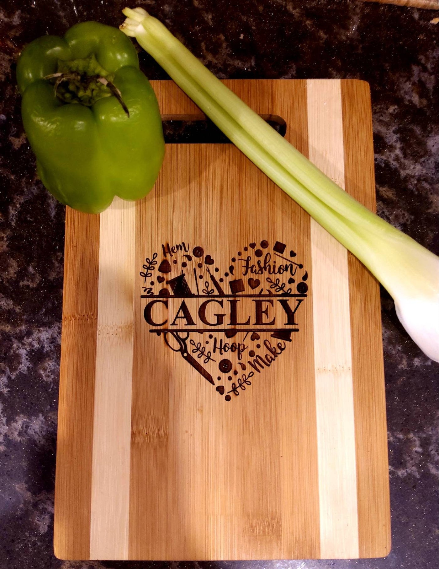 Personalized Name Bamboo Cutting Board | Laser Engraved
