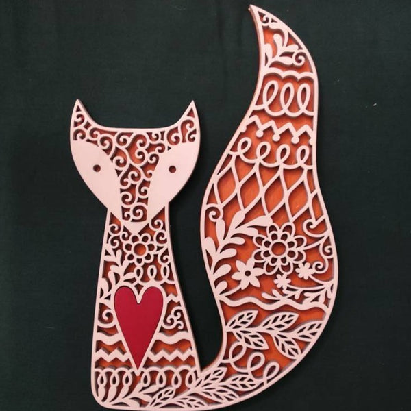  For Her Love Fox With Heart 3D Floral Fox Wall Decor