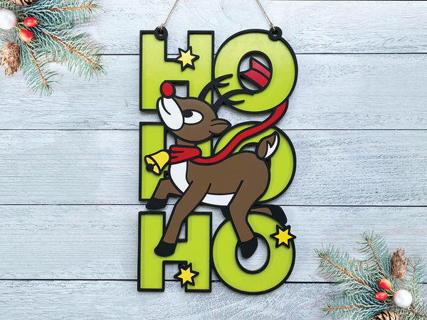 Rudolph Ho Ho Ho Christmas Sign