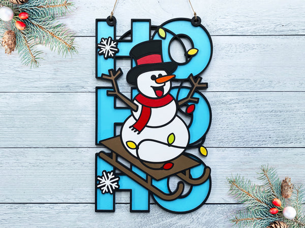 Snowman Ho Ho Ho Christmas Sign